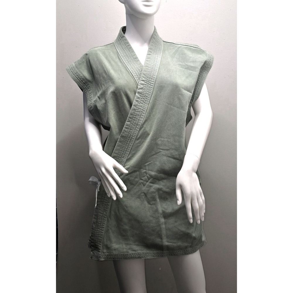 Century Martial Arts Gi Top Sleeveless Sage Green Cotton Canvas Wrap Vest Large